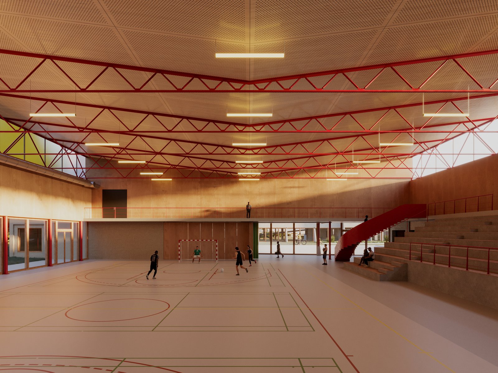 Ecotones, reconecting codroipo — vue de l'aire de jeu du nouveau gymnase